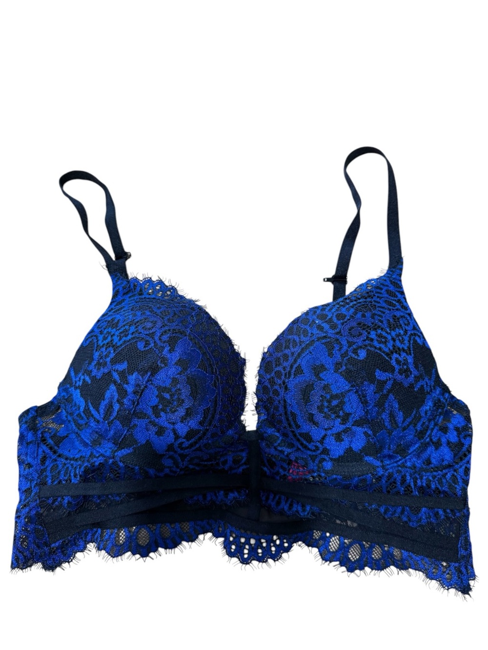 LA SENZA Bralette Blue Black Lace Adjustable Straps